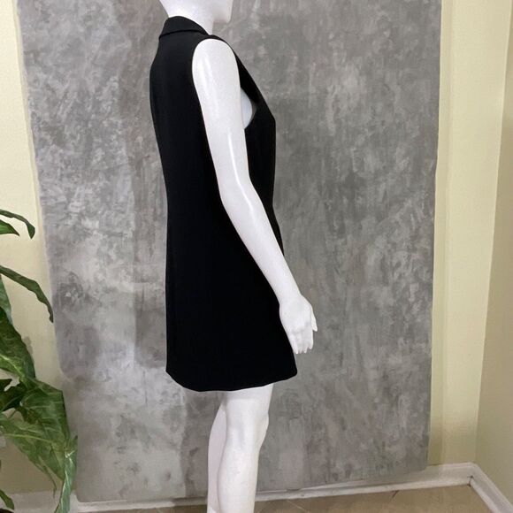 BABATON ARITZIA double -breasted Mini Dress Size 4 Black sleeveless pockets - Picture 3 of 12